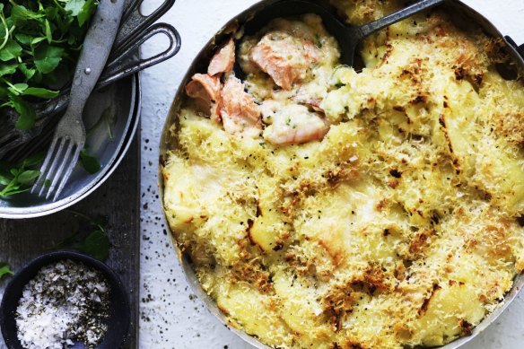 Real winter warmer: Creamy fish and potato-topped pie.