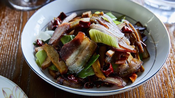 Go-to dish: smoked pork with tofu and chilli.