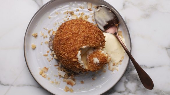 Crowd-pleasing crumbed, deep-fried ice-cream.