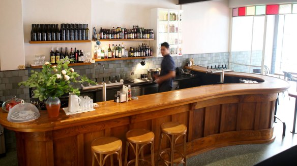 Kirk's Public Bar features a curvaceous American oak bar.
