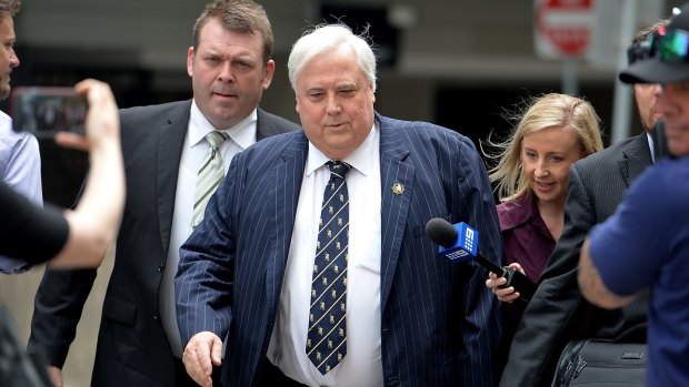 Clive Palmer arrives at the Federal Court in Brisbane on Thursday.