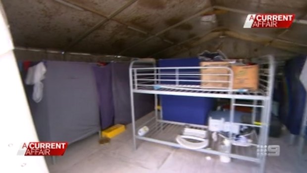 A screenshot of mould inside a tent for male asylum seekers.