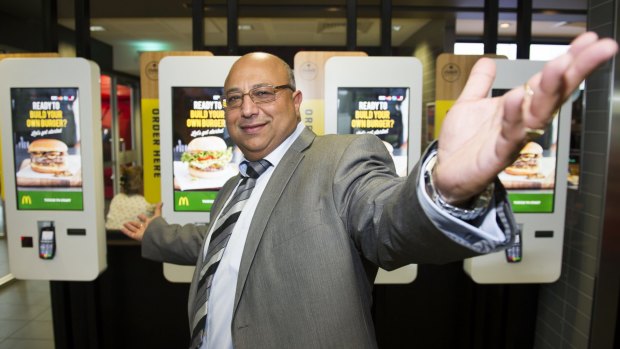 Hani Sidaros at McDonald's Gold Creek, one of 12 McDonald's restaurants he owns in Canberra.