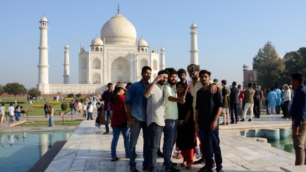 Taj Mahal, Agra, India: Selfie-taking tourists are part of the fun