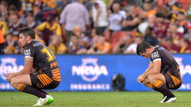 Disappointing start: Matt Gillett and Ben Hunt reflect on Brisbane's poor start to the season.
