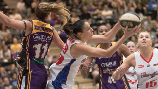 Drive: Adelaide's top scorer Laura Hodges, racked up 21 points against Melbourne.