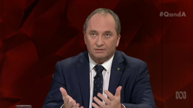 Barnaby Joyce on Monday night's episode of Q&A.
