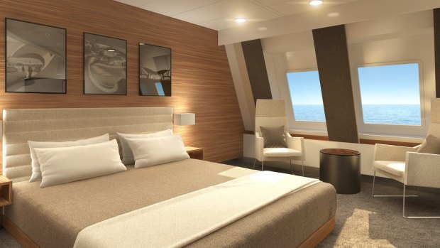 A deluxe cabin in the recently refurbished Spirit of Tasmania.