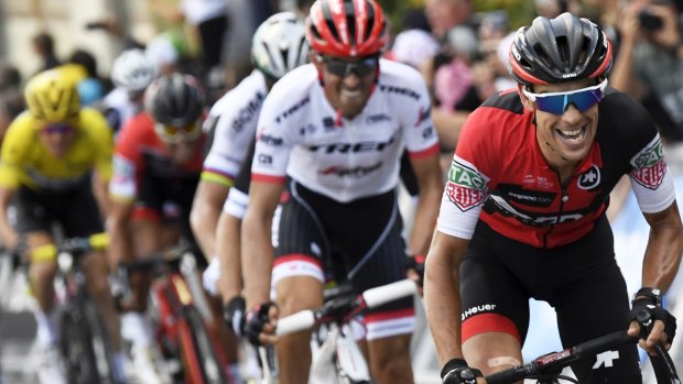 Contender: Richie Porte leads out from Alberto Contador in last year's Tour.