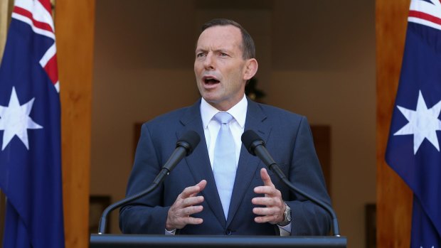 Prime Minister Tony Abbott addresses the media on Monday.