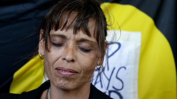 David Auchterlonie's mother, Donna Locke, outside the NSW Court of Criminal Appeal last year.