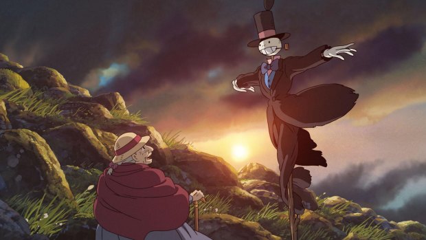 A scene from the movie Howl's Moving Castle, created by Hayao Miyazaki.