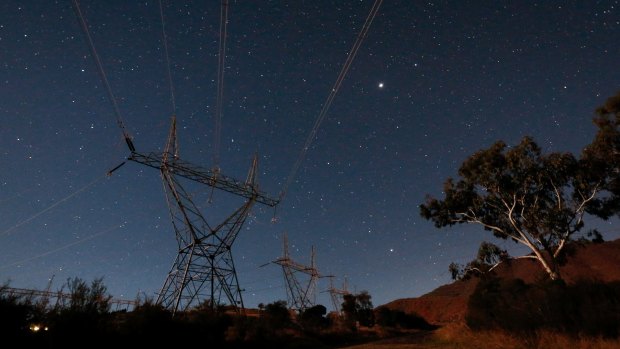 Transmission towers near the Snowy Hydro Tumut 3 power station in Talbingo.