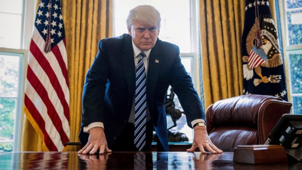 US President Donald Trump in the Oval Office in April.