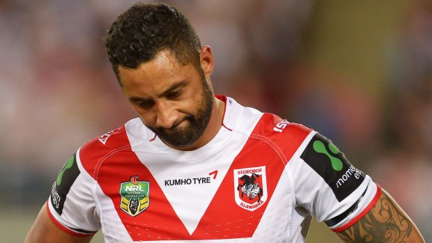 Frustrated: Benji Marshall of the Dragons.