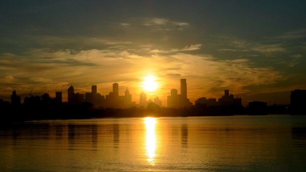 Sunrise over Melbourne.