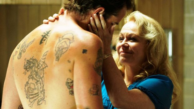 Jacki Weaver as Janine 'Smurf' Cody (with Sullivan Stapleton as Craig Cody) in David Michod's Animal Kingdom.