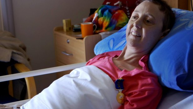 Connie with her medal during a special bedside ceremony.