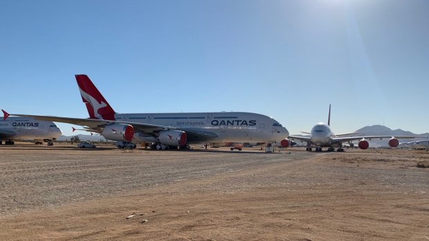 Qantas' fleet of Airbus A380 superjumbos are currently in storage at Victorville, in California's Mojave Desert.