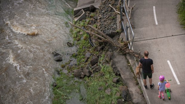 Severe damage and flooding at Merri Creek after Thursday's wild storm.