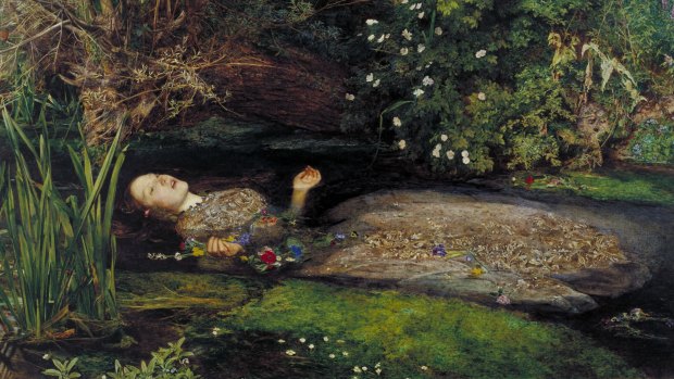 John Everett Millais' Ophelia, detail (1851-52).