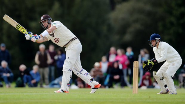 Kevin Pietersen in action for Surrey against Oxford MCCU at The Parks ground.