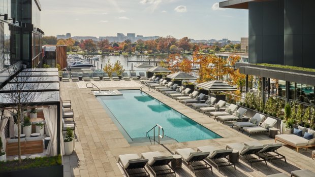 The hotel's outdoor heated pool.