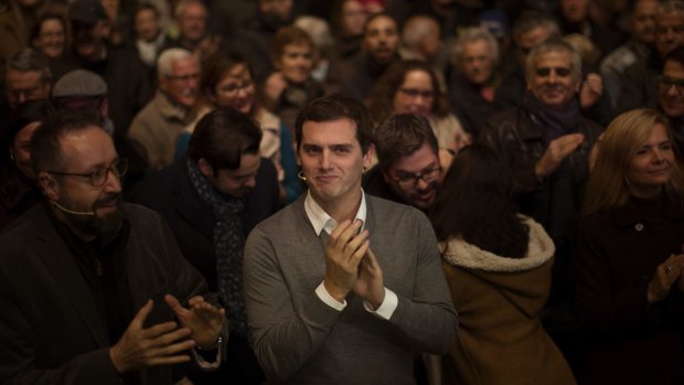 Ciudadanos leader Albert Rivera at a campaign rally in the party's heartland of Catalonia. Ciudadanos came fourth in an election that gave no party overall power. 