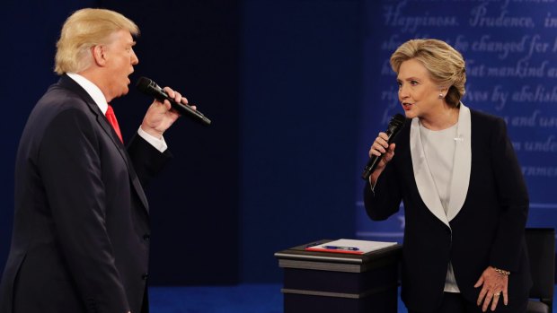 Republican nominee Donald Trump and his Democrat opponent Hillary Clinton square off in the second presidential debate.