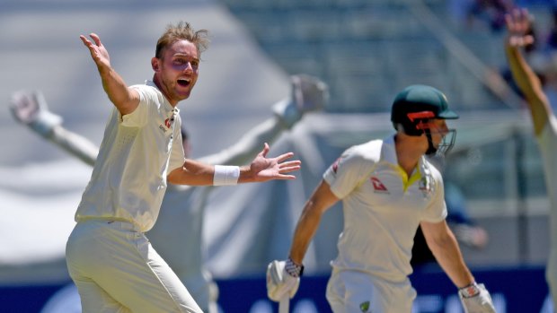 Stuart Broad of England appeals for an LBW decision.