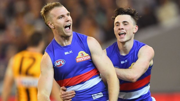 Straight shooter: Jake Stringer is one of the Bulldogs' most accurate shots at goal.