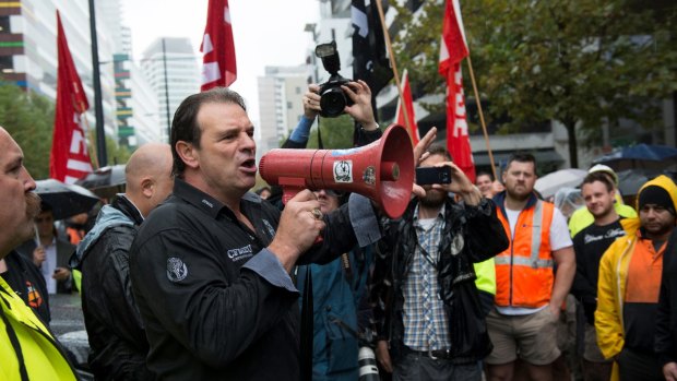 Victorian CFMEU secretary John Setka speaking at a protest in 2016.