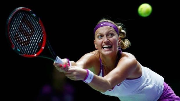 Recovered: Petra Kvitova of the Czech Republic stretches to effect a return.