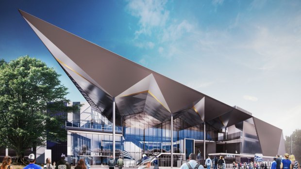 Revamp: An artist's impression of how Geelong's Simonds Stadium will look after the stage four redevelopment. 
