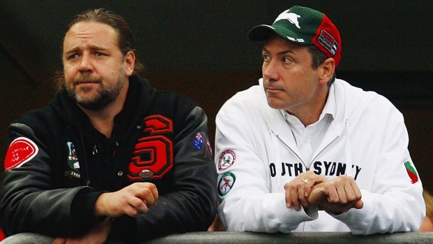 Rabbitohs co-owners actor Russell Crowe and Peter Holmes a Court.