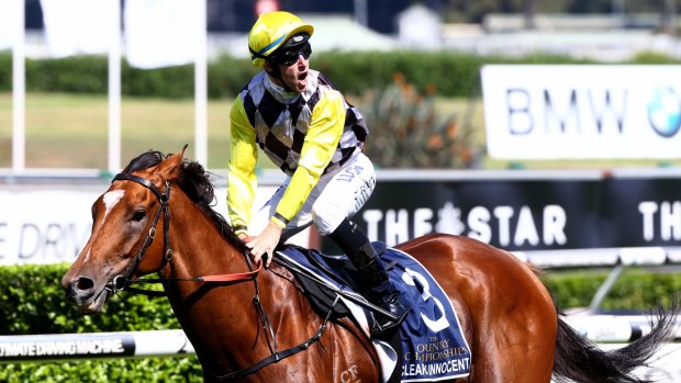 Tommy Berry rides Clearly Innocent to win race 4 at The Country Championships Final at Randwick.