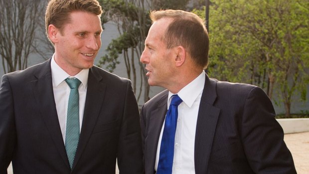 Prime Minister Tony Abbott with Canning Liberal candidate Captain Andrew Hastie in Perth.