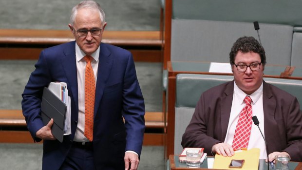 Prime Minister Malcolm Turnbull and LNP MP George Christensen during question time at Parliament House this week.
