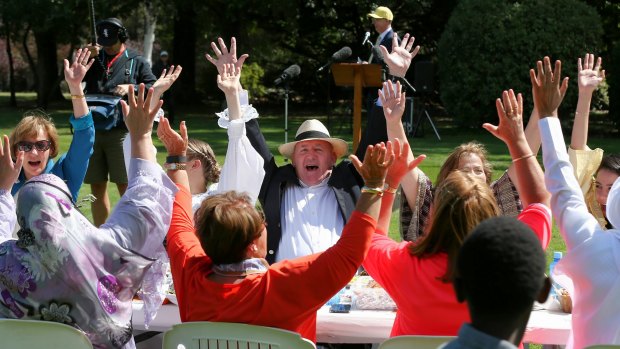 Governor-General Sir Peter Cosgrove and Lady Lynne Cosgrove seemed very relaxed at the prospect of an early election at Monday's Harmony Day lunch on the Government House lawns.