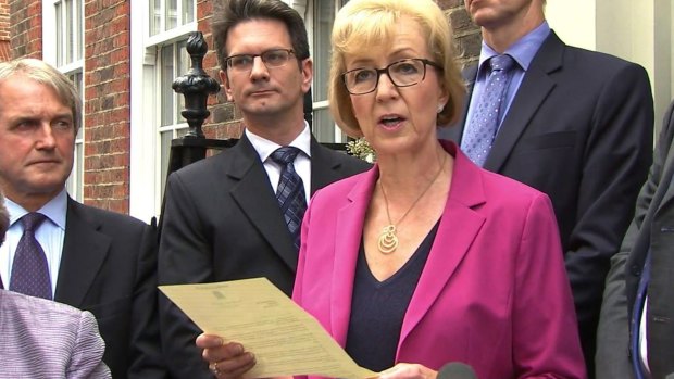 Andrea Leadsom, one of two candidates to become leader of the Conservative Party, announces her withdrawal. 
