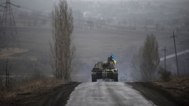 Armoured vehicles in Ukraine on Wednesday.