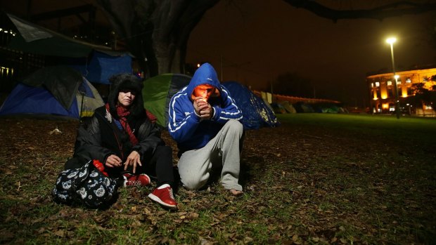 Kitty Ballen and Booma Stanley have endured a harsh winter in their tents in Belmore Park in Sydney.