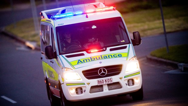 A man was rushed to hospital after skin was ripped from his head at a worksite at Logan.