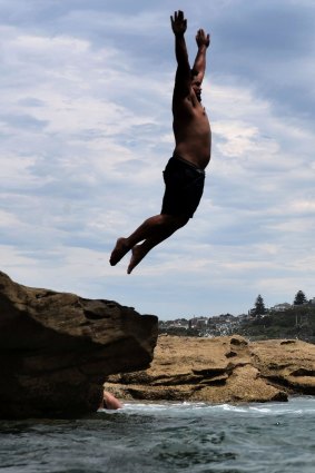 Bathers beat sweltering weather in Sydney's Eastern Suburbs by taking the plunge at Coogee Beach.