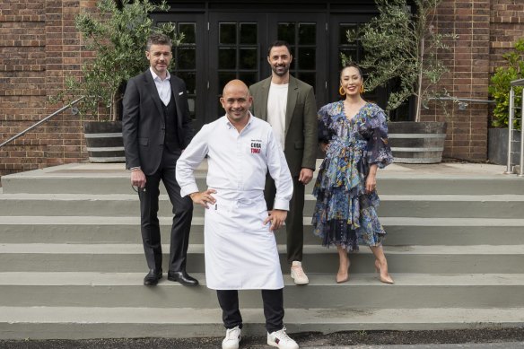 Jock Zonfrillo, Adam D'Sylva, Andy Allen and Melissa Leong assemble for the class photo. 