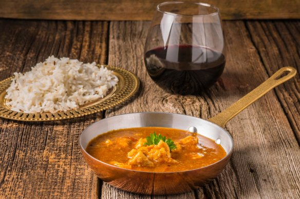 Shiraz goes surprisingly well with medium-hot Indian curries.