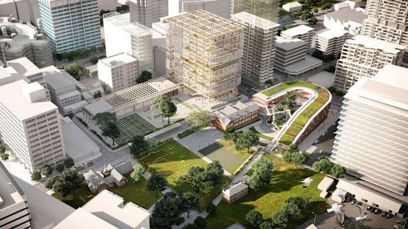 Artists' impressions of Arthur Phillip High at Parramatta.