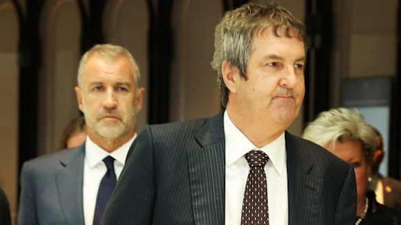 Crown Resorts CEO Rowen Craigie (front) and chairman Robert Rankin remain concerned for staff in China.  