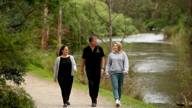 Warrandyte locals (from left) Emily Whitmore, Peter Appleby and Kellie Appleby enjoy the tranquility.