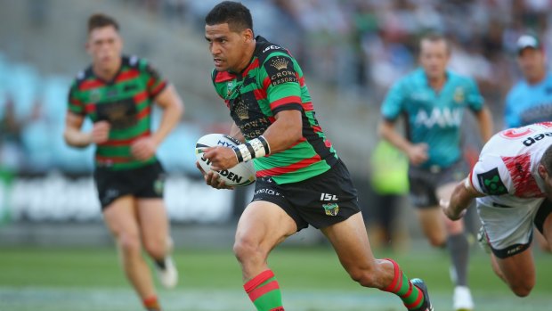 Pride in the jersey: Cody Walker goes on the attack for the Rabbitohs.